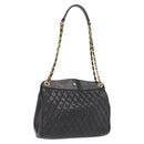 BALLY Chain Shoulder Bag Leather Black Gold Auth 153786-1
