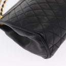 BALLY Chain Shoulder Bag Leather Black Gold Auth 153786-9