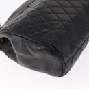 BALLY Chain Shoulder Bag Leather Black Gold Auth 153786-15