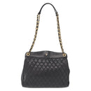 BALLY Chain Shoulder Bag Leather Black Gold Auth 153786-13