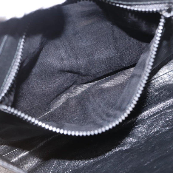 BALLY Chain Shoulder Bag Leather Black Gold Auth 153786