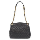 BALLY Chain Shoulder Bag Leather Black Gold Auth 153786-2