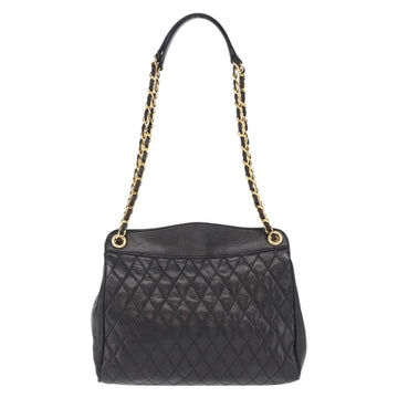 BALLY Chain Shoulder Bag Leather Black Gold Auth 153786 - 0