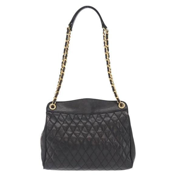 BALLY Chain Shoulder Bag Leather Black Gold Auth 153786