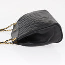 BALLY Chain Shoulder Bag Leather Black Gold Auth 153786-4