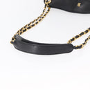 BALLY Chain Shoulder Bag Leather Black Gold Auth 153786-7