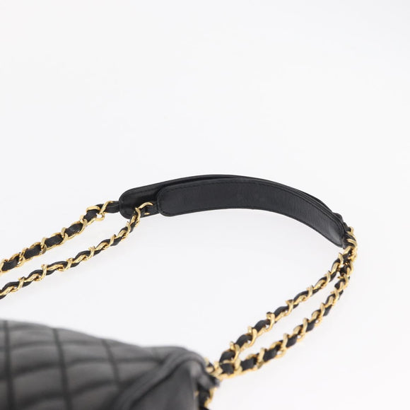 BALLY Chain Shoulder Bag Leather Black Gold Auth 153786