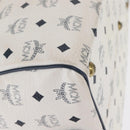 MCM Vicetos Logogram Boston Bag PVC Leather White Gold Auth 153787-9