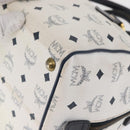 MCM Vicetos Logogram Boston Bag PVC Leather White Gold Auth 153787-15