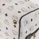 MCM Vicetos Logogram Boston Bag PVC Leather White Gold Auth 153787-17
