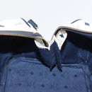 MCM Vicetos Logogram Boston Bag PVC Leather White Gold Auth 153787-19