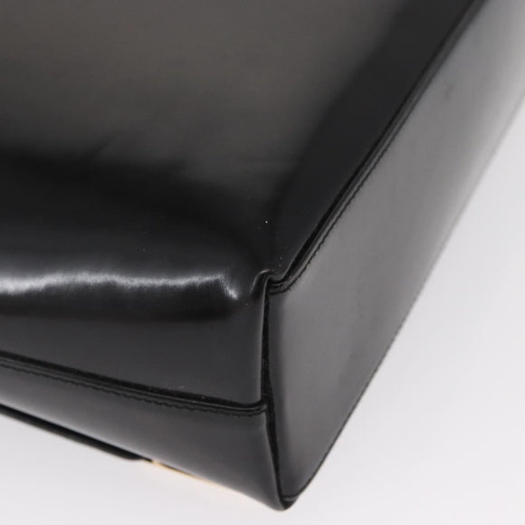 GUCCI Tote Bag Patent leather Black Gold Auth 153788