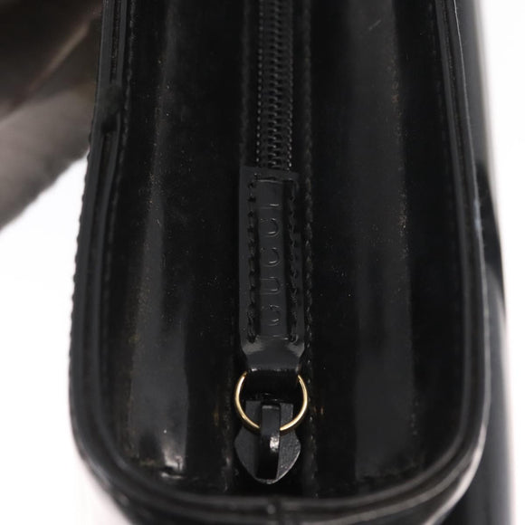 GUCCI Tote Bag Patent leather Black Gold Auth 153788