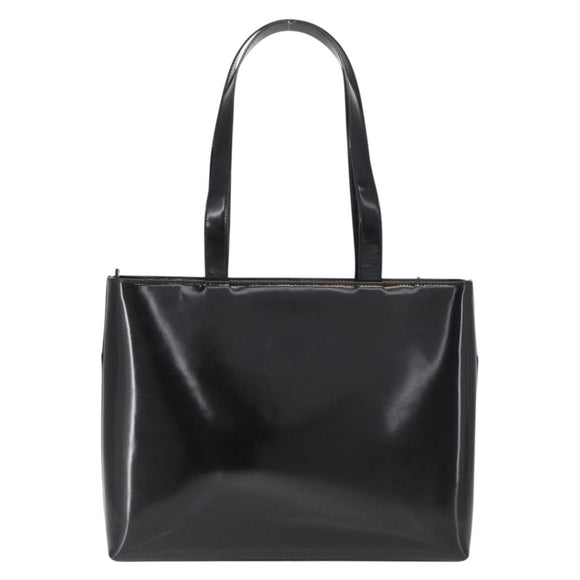 GUCCI Tote Bag Patent leather Black Gold Auth 153788