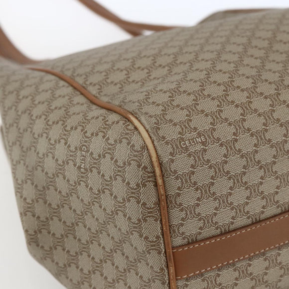 CELINE Macadam Canvas Tote Bag PVC Beige Gold Auth 153789