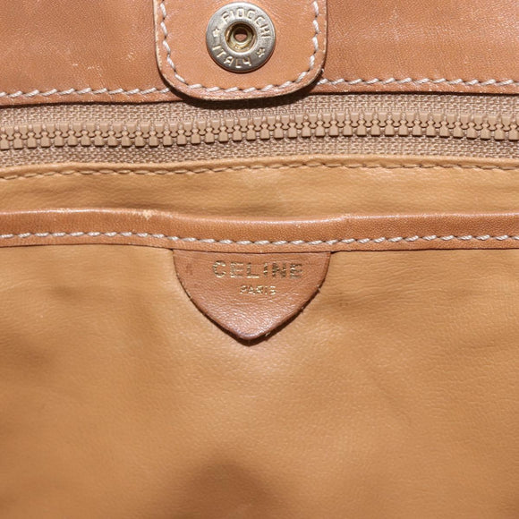 CELINE Macadam Canvas Tote Bag PVC Beige Gold Auth 153789