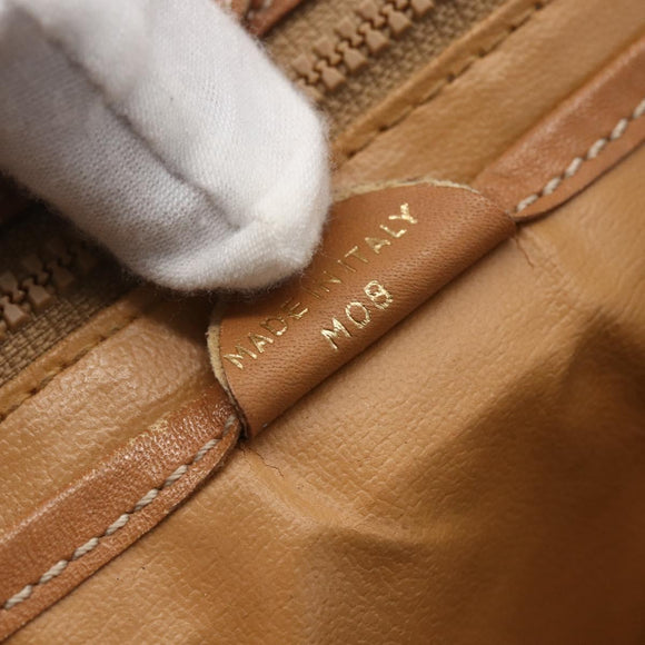 CELINE Macadam Canvas Tote Bag PVC Beige Gold Auth 153789
