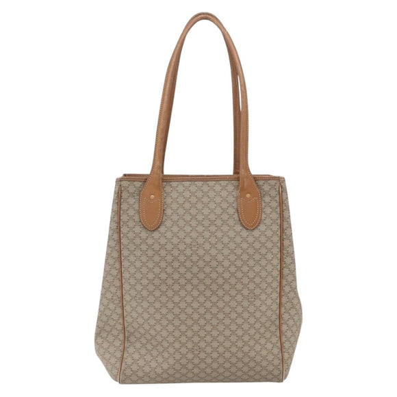 CELINE Macadam Canvas Tote Bag PVC Beige Gold Auth 153789