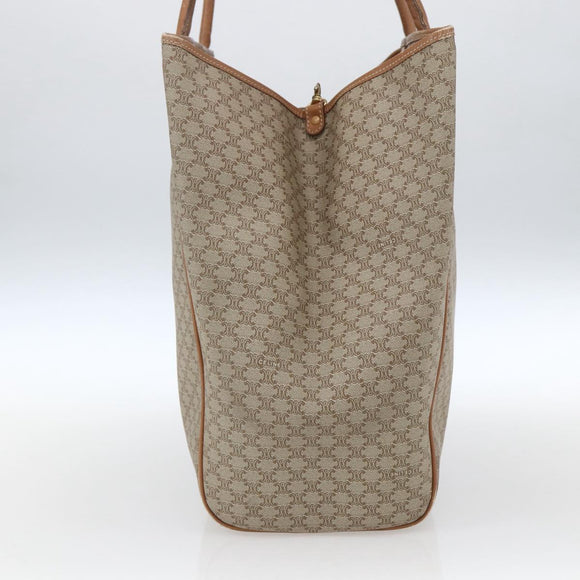 CELINE Macadam Canvas Tote Bag PVC Beige Gold Auth 153789