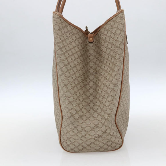CELINE Macadam Canvas Tote Bag PVC Beige Gold Auth 153789