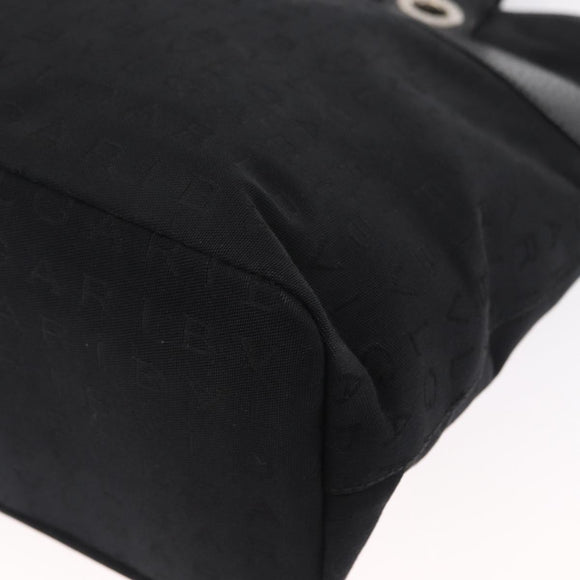 BVLGARI Tote Bag Canvas Black Silver Auth 153790