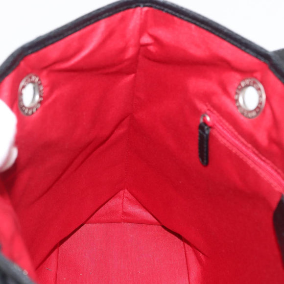 BVLGARI Tote Bag Canvas Black Silver Auth 153790