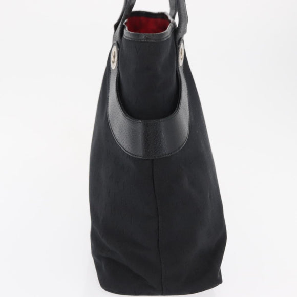 BVLGARI Tote Bag Canvas Black Silver Auth 153790