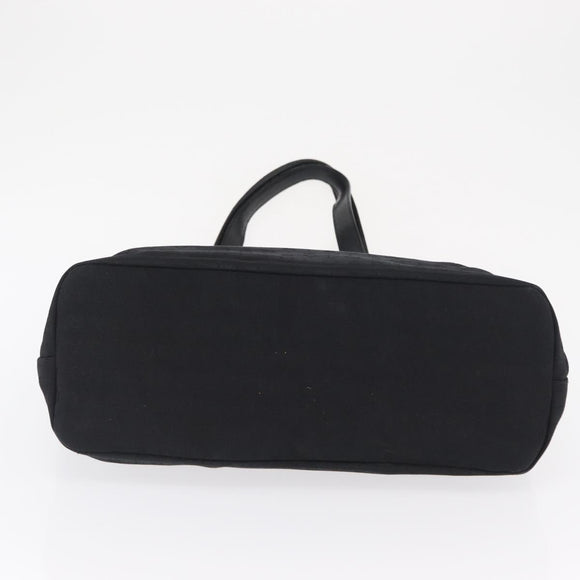 BVLGARI Tote Bag Canvas Black Silver Auth 153790