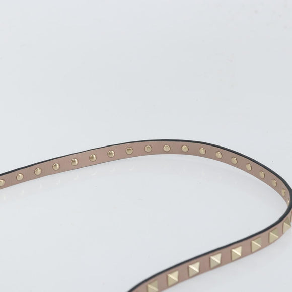 VALENTINO Studs Hand Bag Leather 2way Pink Gold Auth 153791