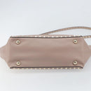 VALENTINO Studs Hand Bag Leather 2way Pink Gold Auth 153791-5