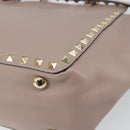 VALENTINO Studs Hand Bag Leather 2way Pink Gold Auth 153791-17