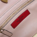VALENTINO Studs Hand Bag Leather 2way Pink Gold Auth 153791-20