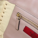 VALENTINO Studs Hand Bag Leather 2way Pink Gold Auth 153791-23
