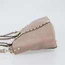VALENTINO Studs Hand Bag Leather 2way Pink Gold Auth 153791-4