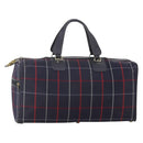Burberrys Nova Check Boston Bag Canvas Navy Gold Auth 153792-1