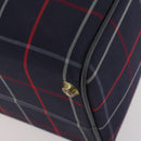 Burberrys Nova Check Boston Bag Canvas Navy Gold Auth 153792-10