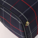Burberrys Nova Check Boston Bag Canvas Navy Gold Auth 153792-11