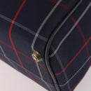 Burberrys Nova Check Boston Bag Canvas Navy Gold Auth 153792-12