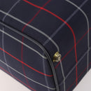 Burberrys Nova Check Boston Bag Canvas Navy Gold Auth 153792-13