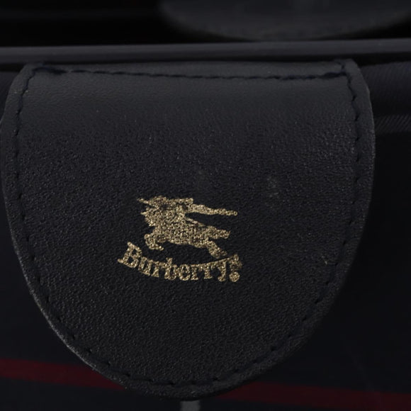 Burberrys Nova Check Boston Bag Canvas Navy Gold Auth 153792