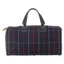Burberrys Nova Check Boston Bag Canvas Navy Gold Auth 153792-2