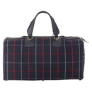 Burberrys Nova Check Boston Bag Canvas Navy Gold Auth 153792-3