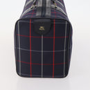 Burberrys Nova Check Boston Bag Canvas Navy Gold Auth 153792-4