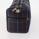 Burberrys Nova Check Boston Bag Canvas Navy Gold Auth 153792-5