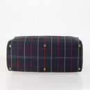 Burberrys Nova Check Boston Bag Canvas Navy Gold Auth 153792-9