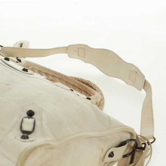 BALENCIAGA City Hand Bag Leather 2way White 115748 Auth 153799V