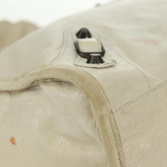 BALENCIAGA City Hand Bag Leather 2way White 115748 Auth 153799V