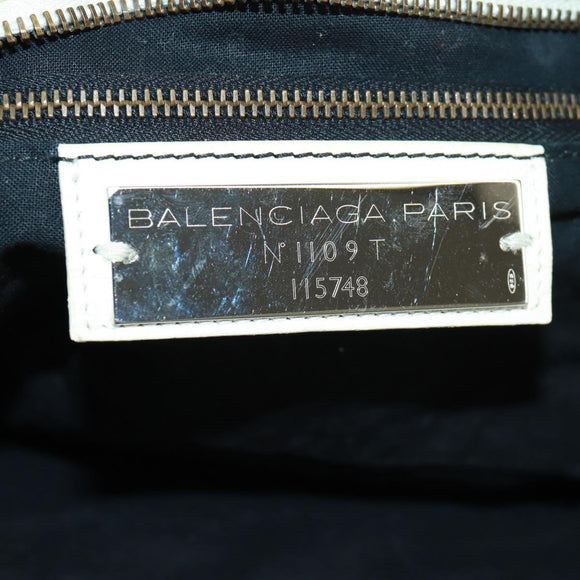 BALENCIAGA City Hand Bag Leather 2way White 115748 Auth 153799V