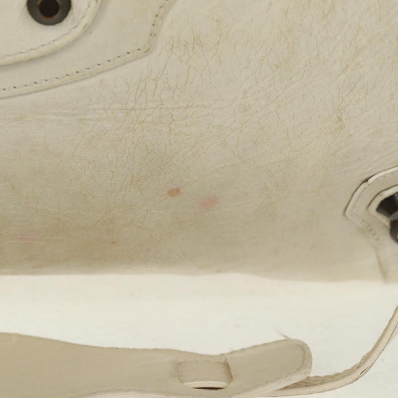 BALENCIAGA City Hand Bag Leather 2way White 115748 Auth 153799V