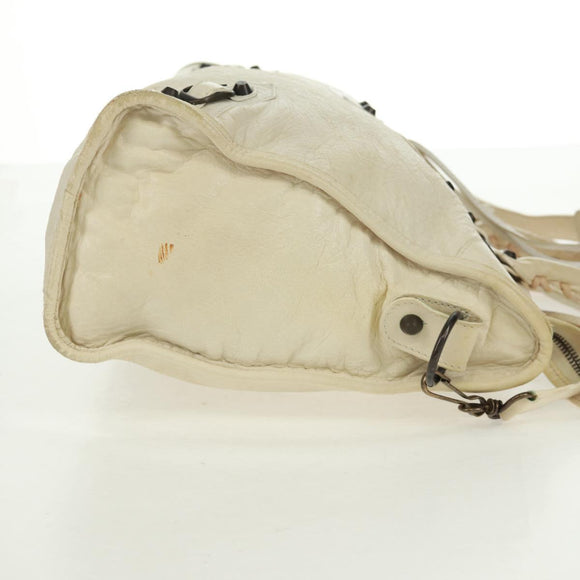 BALENCIAGA City Hand Bag Leather 2way White 115748 Auth 153799V